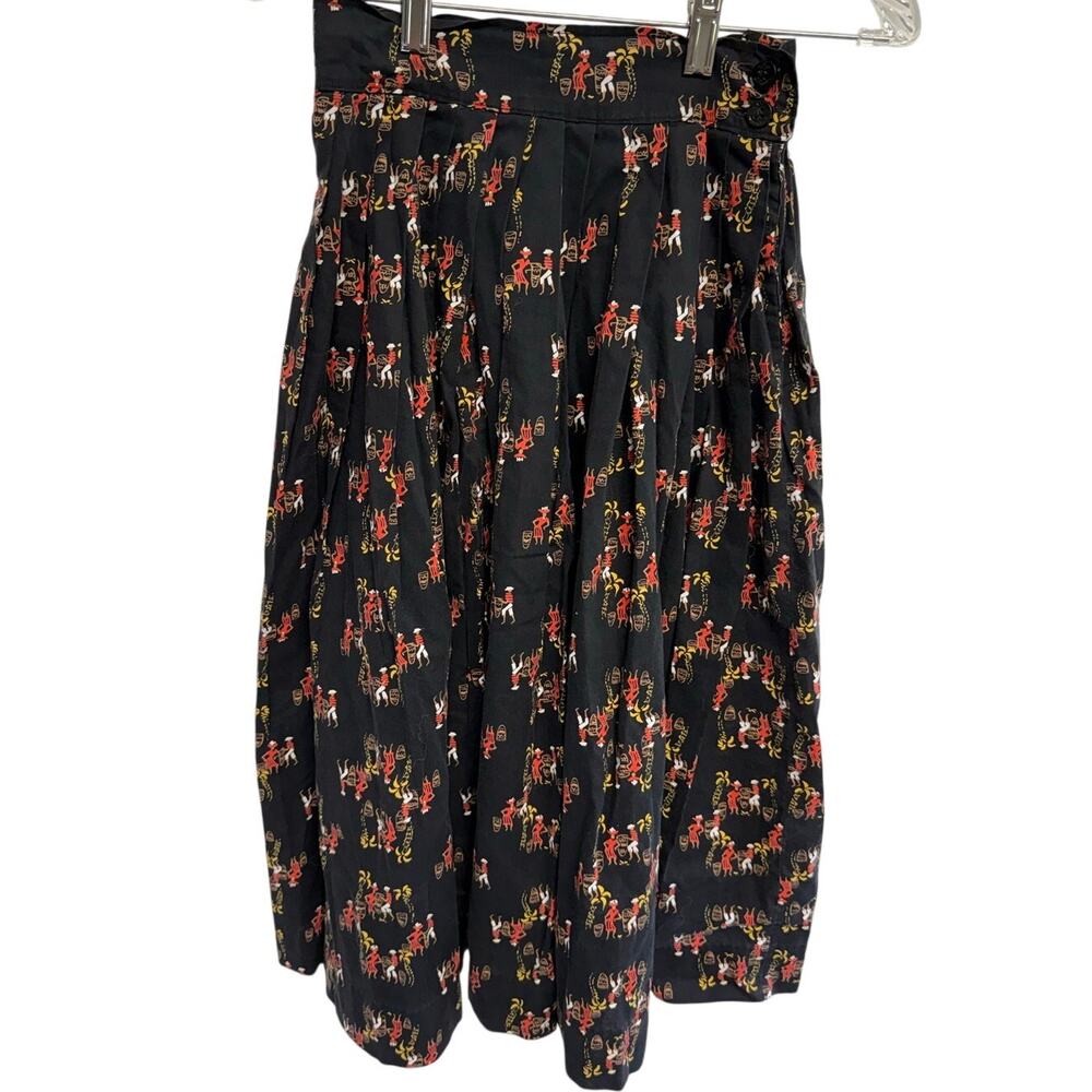 Vintage Homemade 70s Dancing Skirt Size 0 with Bananas Bongos Spanish Vibes